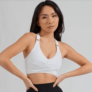 Buff bunny candy wrap white sports bra